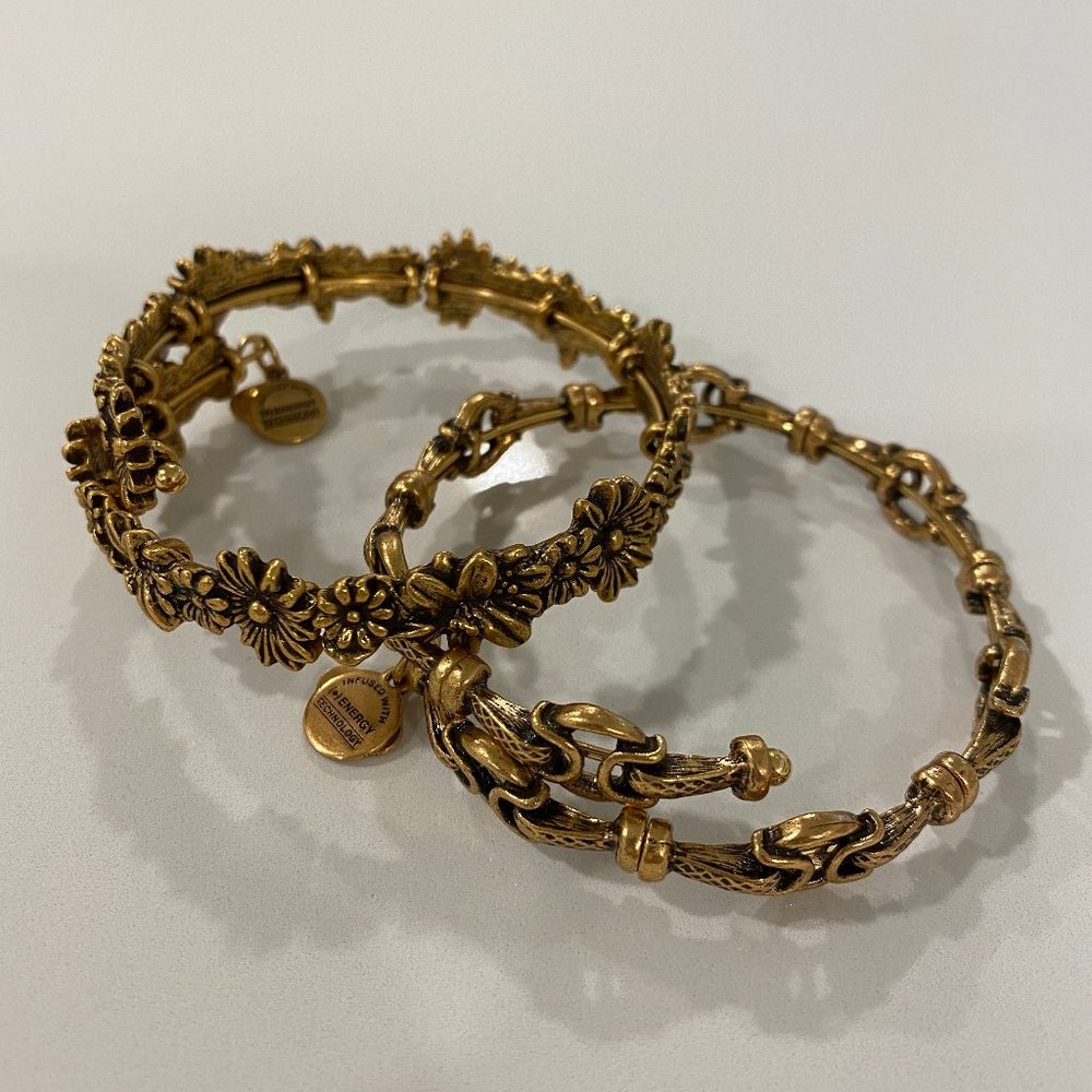Alex + Ani 2x Wrap Expandable Bracelets Gold
